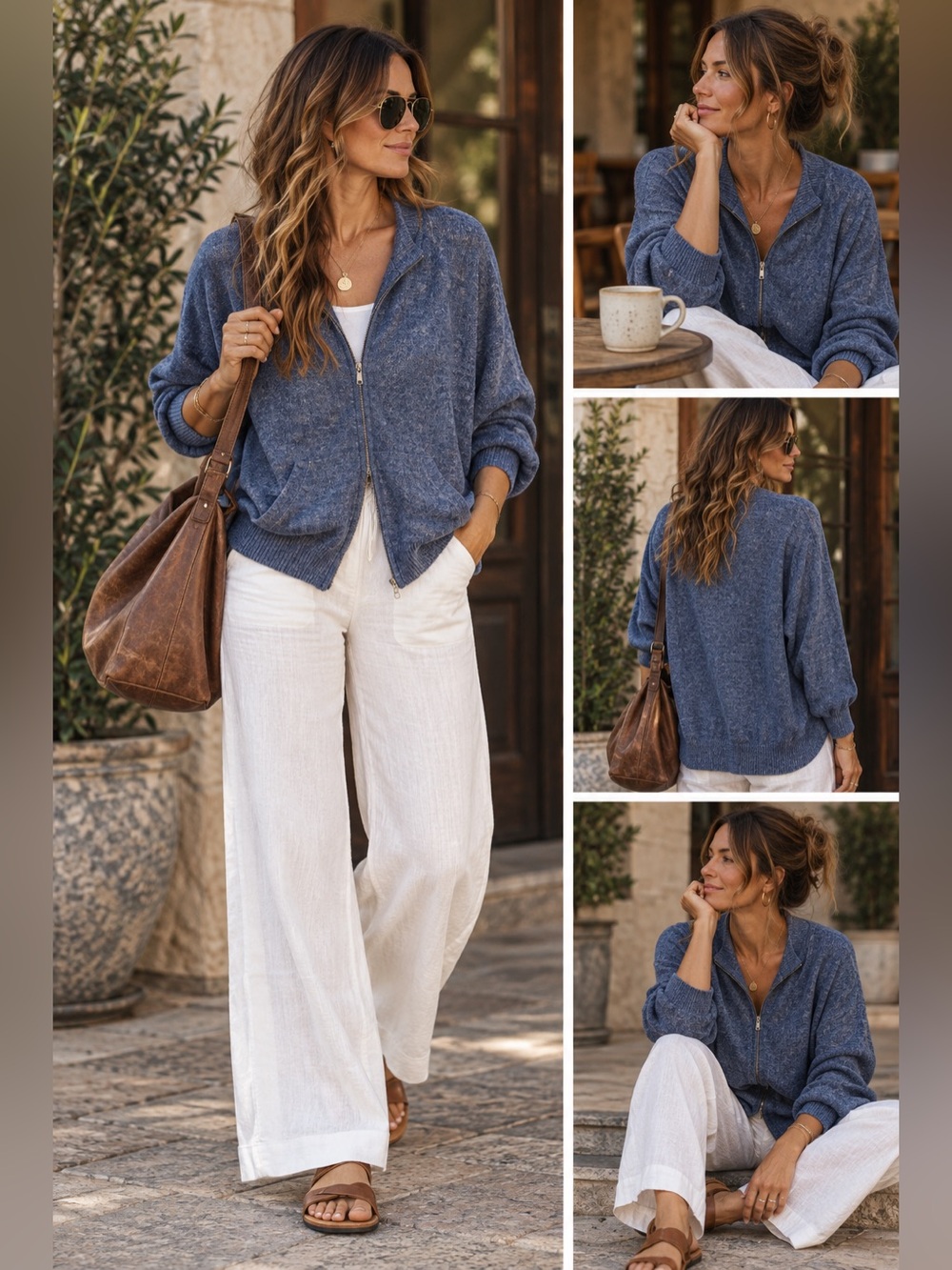 NWT Banana Republic Blue Heather Zip Cardigan